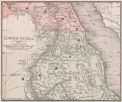 Lower Nubia 1891 antique map